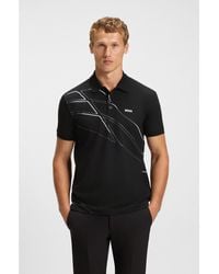 BOSS - Paddy Cotton-Blend Polo Shirt With Artwork - Lyst