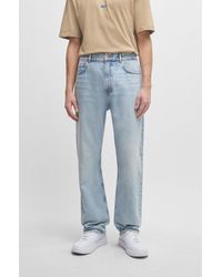 HUGO - Baggy-fit Jeans In Heavyweight Cotton Denim - Lyst