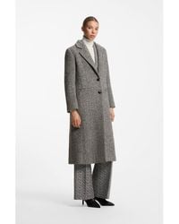 HUGO - Relaxed-Fit Coat With Herringbone Pattern - Lyst