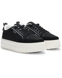 HUGO - Plateau-Sneakers Mit Veloursleder-Details - Lyst