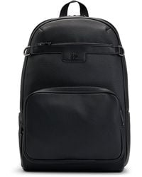 HUGO - Grained Faux-leather Backpack With Stacked Logo Trim - Lyst