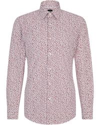 BOSS - Slim-Fit Hemd aus elastischer Baumwoll-Popeline mit Blumen-Print - Lyst