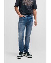 HUGO - Slim-fit Jeans In Blue Comfort-stretch Denim - Lyst