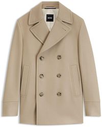 BOSS - Slim-Fit Double-Breasted Short Coat - Lyst
