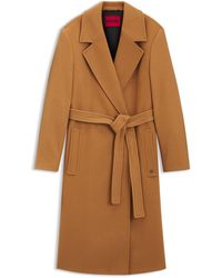 HUGO - Regular-Fit Coat With Tie-Up Belt - Lyst