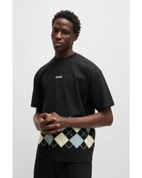 HUGO - Cotton-Jersey T-Shirt With Argyle Pattern - Lyst