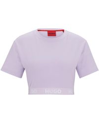 HUGO - T-shirt Met Ronde Hals En Logotailleband, Van Een Katoenmix - Lyst