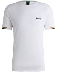 BOSS - X Matteo Berrettini T-shirt Van Wafelmateriaal Met Kenmerkend Gestreept Artwork - Lyst