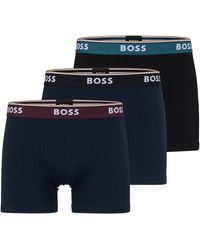 BOSS by HUGO BOSS Lot de trois boxers longs en coton stretch avec logo - Bleu