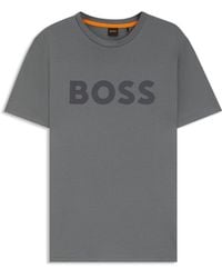 BOSS - T-Shirt Van Katoenen Jersey Met Grote Logoprint - Lyst