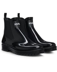 HUGO - Bottes De Pluie Chelsea En Matière Brillante Avec Patch Logo - Lyst