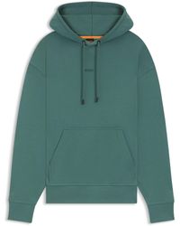 BOSS - Fleece Hoodie Van Katoenen Badstof Met Contrastlogo - Lyst