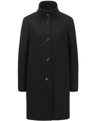 BOSS by HUGO BOSS Boiled-wool Regular-fit Coat With Logo Lining - Black