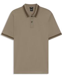 BOSS - Polo Slim En Coton Mercerisé Avec Finitions Structurées - Lyst