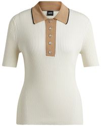 BOSS - Haut Slim côtelé avec col et patte de boutonnage - Lyst