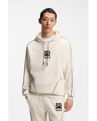 HUGO - X Rb Stretch-Cotton Hoodie With Bull Motif - Lyst