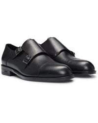 BOSS - Leather Monk Shoes With Double Strap - Lyst