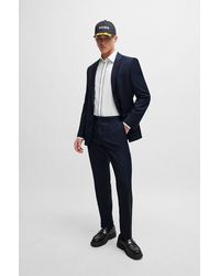 HUGO - Slim-fit Suit In Patterned Virgin-wool Canvas - Lyst