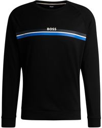 BOSS - Sweatshirt aus Baumwoll-Terry mit Streifen und Logo - Lyst