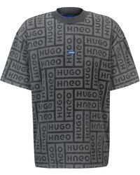 HUGO - T-shirt Van Katoenen Jersey Met Logo's In Laserdruk - Lyst