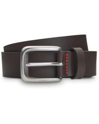 HUGO - Leather Business Belt With Logo-Engraved Buckle - Lyst