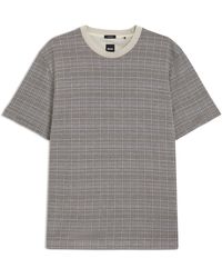 BOSS - T-Shirt Van Gemerceriseerd Katoen Met Rasterpatroon - Lyst