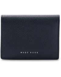 BOSS - Grained-leather Folding Card Holder With Metallic Logo - Lyst