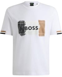 BOSS - T-Shirt aus Baumwoll-Jersey mit Signature-Artwork - Lyst