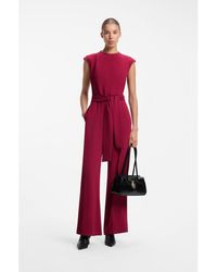 HUGO - Crepe Jumpsuit With Belt - Lyst