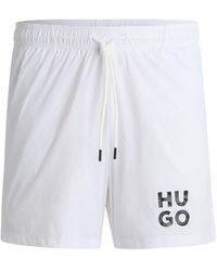 HUGO - Sneldrogende Zwemshorts Met Tweedelige Logoprint - Lyst