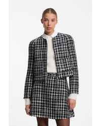 HUGO - Checked Boucle Jacket With A-Line Cut - Lyst