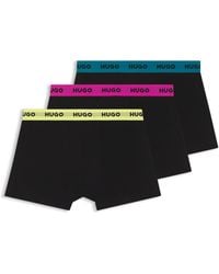 HUGO - Three-Pack Trunks With Jacquard Logo Waistband - Lyst