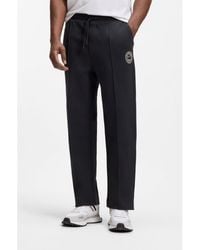BOSS - Cotton-Blend Tracksuit Bottoms With Tennis-Themed Logo - Lyst