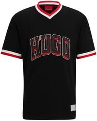 HUGO - Relaxed-fit T-shirt Van Katoenen Jersey Met Sportief Logo - Lyst