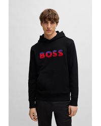BOSS - Cotton-terry Regular-fit Hoodie With Degrad Logo - Lyst