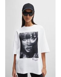 BOSS - Naomi X Interlock-cotton T-shirt With Dropped Shoulders - Lyst