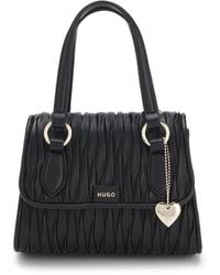 HUGO - Faux-Leather Handbag With Heart Charm - Lyst
