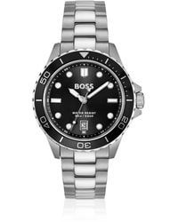 BOSS - Troper Sport-Horloge Met Zwarte Wijzerplaat En Stalen Polsband - Lyst