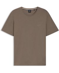BOSS - T-Shirt Aus Stretch-Baumwolle Mit Logo-Stickerei - Lyst