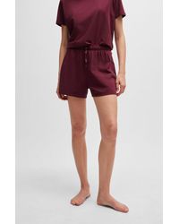 BOSS - Drawstring Pyjama Shorts In Stretch Cotton With Logo Print - Lyst
