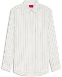 HUGO - Oversized Overhemd Van Gestreept Canvas - Lyst
