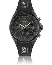 BOSS by HUGO BOSS Black-plated Chronograph Watch With Silicone Strap