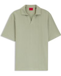 HUGO - Polo De Jacquard A Rayas Con Cuello Abierto - Lyst