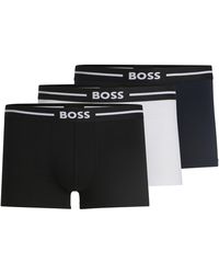 BOSS - Three-Pack Of Stretch-Cotton Trunks With Logo Waistbands - Lyst