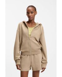 HUGO - Cotton-Terry Zip-Up Hoodie With Stacked-Logo Embroidery - Lyst