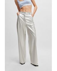 HUGO - Relaxed-fit Trousers In Metallic Faux Leather - Lyst