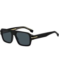 BOSS - Black-acetate Sunglasses With Signature Hardware - Lyst