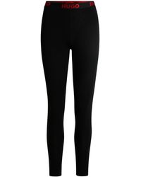 HUGO - Legging en coton stretch avec taille logotée - Lyst