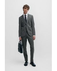 BOSS - Regular-fit Suit In Micro-patterned Crease-resistant Fabric - Lyst