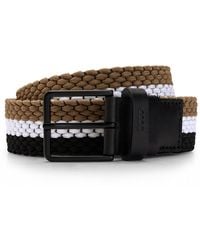 BOSS - Woven Belt With Leather Trims And Contrasting Colour Detail - Lyst